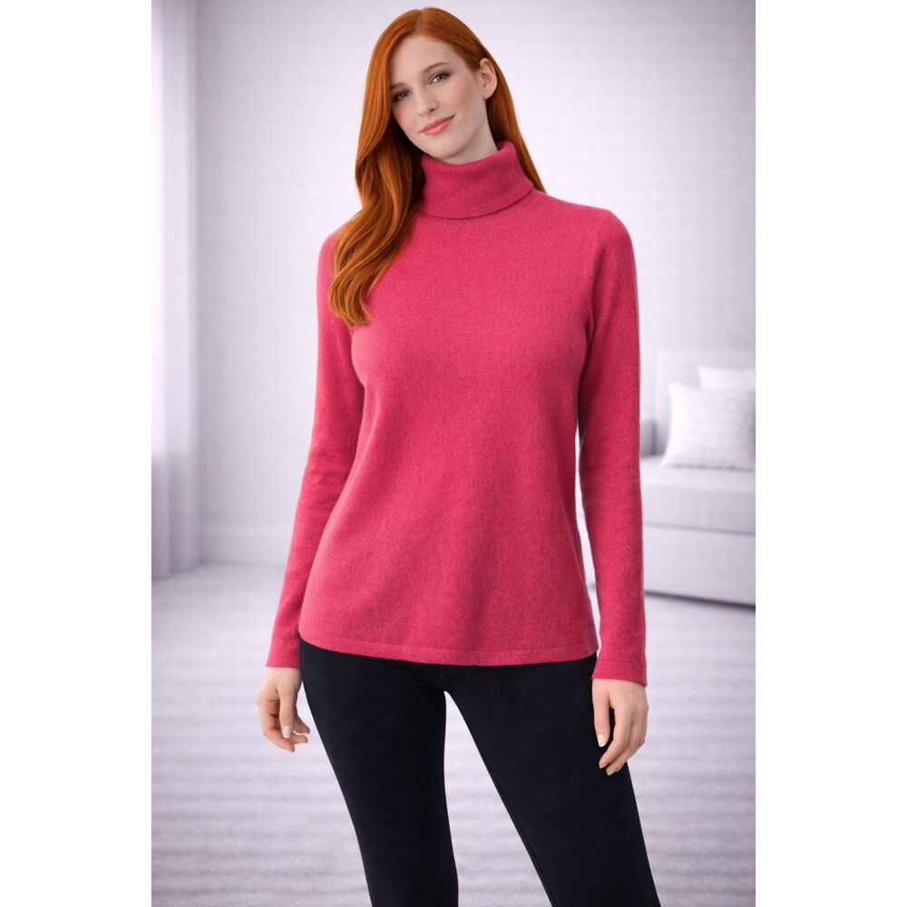 Cashmere Sweater Saks Fifth Avenue Pink Turtleneck S